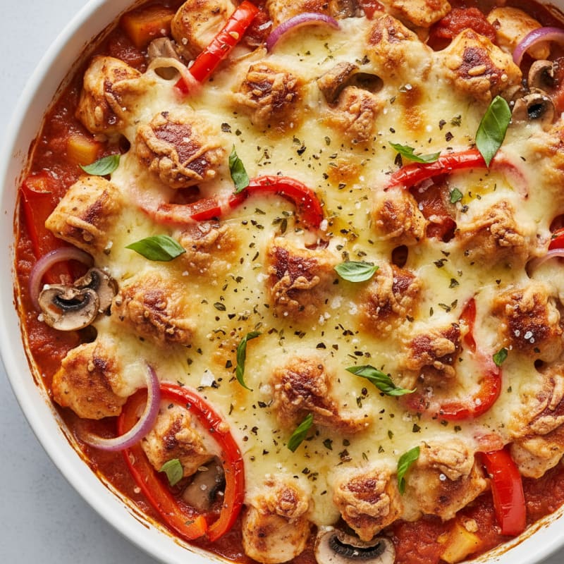 Crispy Chicken & Veggie Pizza Bake