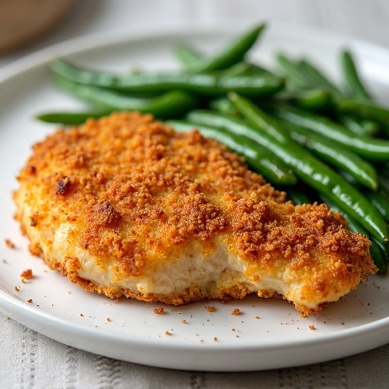 Crispy Buttermilk Baked Chicken with Roasted Green Beans