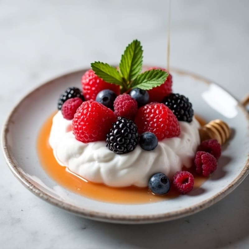 Silky Greek Yogurt with Mixed Berries and Protein Powder