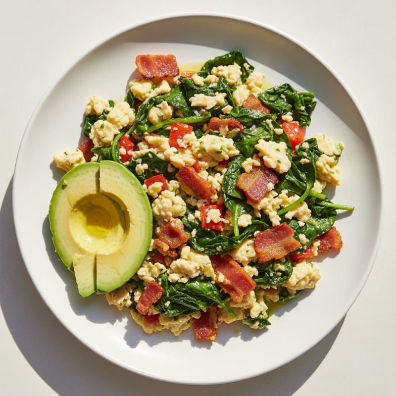 Egg White Scramble with Spinach and Turkey Bacon
