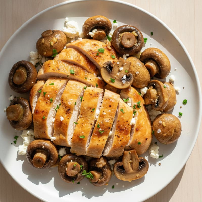 Garlic Butter Roasted Mushrooms with Chicken