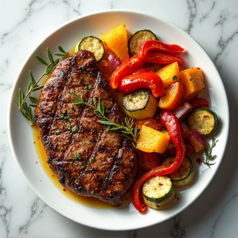 Sheet Pan Garlic Herb Steak and Roasted Vegetables