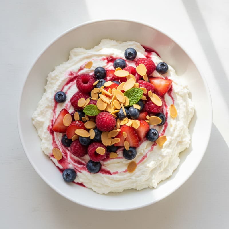 Greek Yogurt Protein Mousse with Mixed Berries
