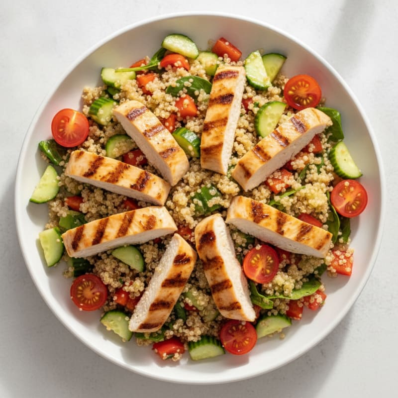 Grilled Chicken and Quinoa Salad with Crisp Vegetables