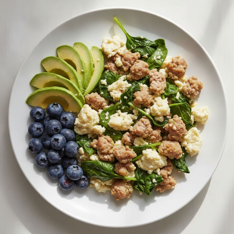 Egg White and Turkey Sausage Scramble with Spinach