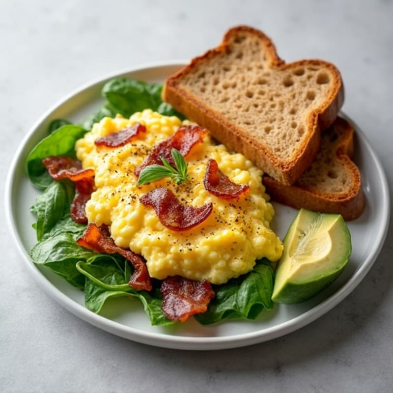 Egg White Scramble with Spinach and Turkey Bacon