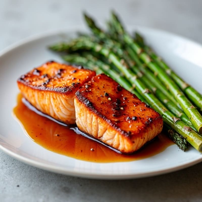 Crispy Teriyaki Glazed Salmon with Roasted Asparagus