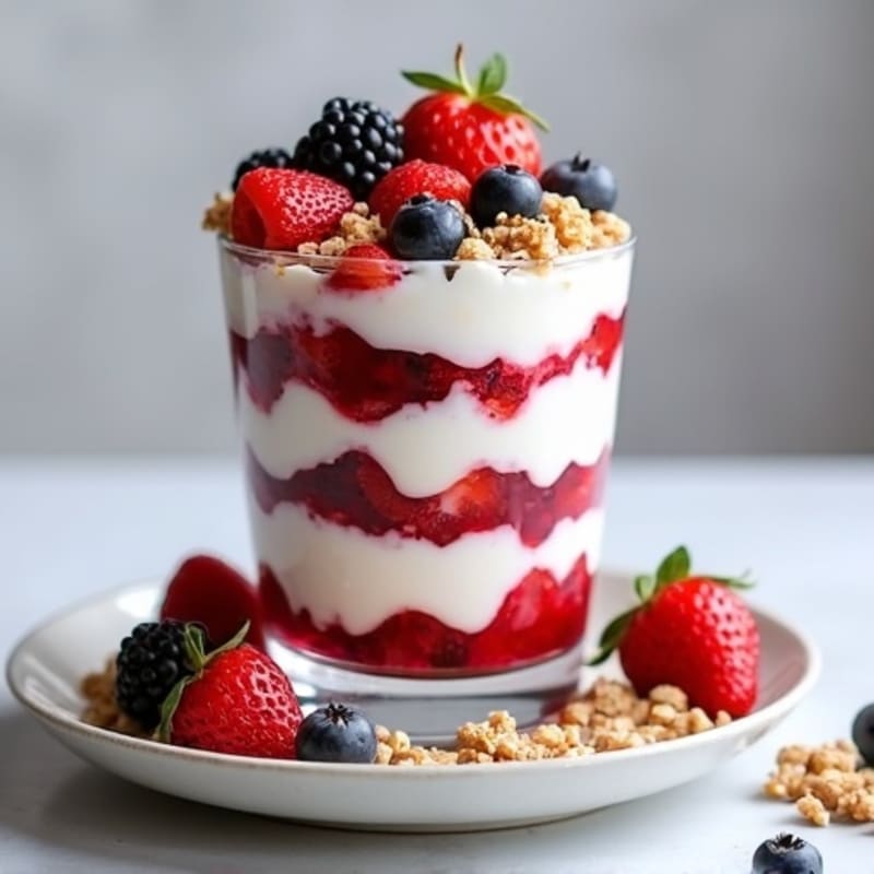 Greek Yogurt Protein Parfait with Mixed Berries and Almond Butter