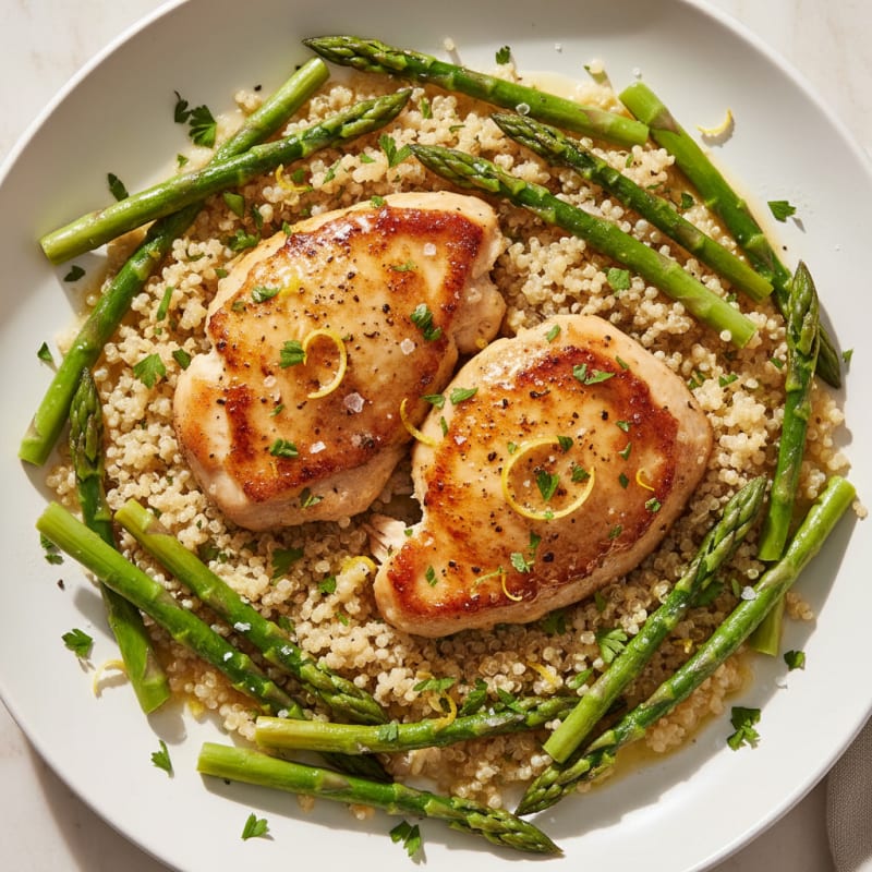 Crispy Lemon-Herb Chicken Thighs with Quinoa