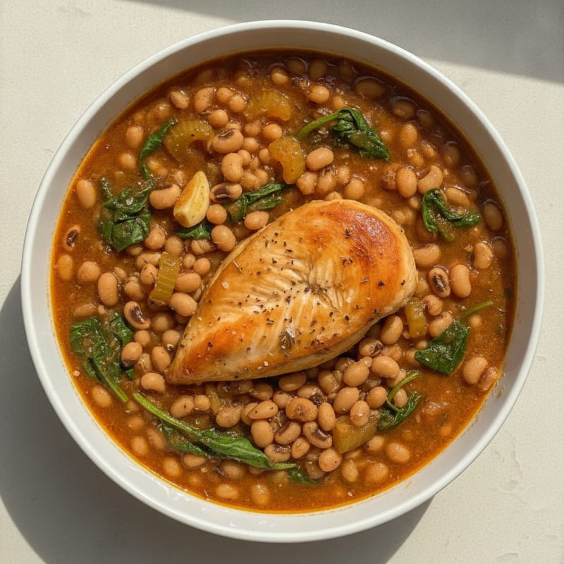 Braised Chicken with Black-Eyed Peas