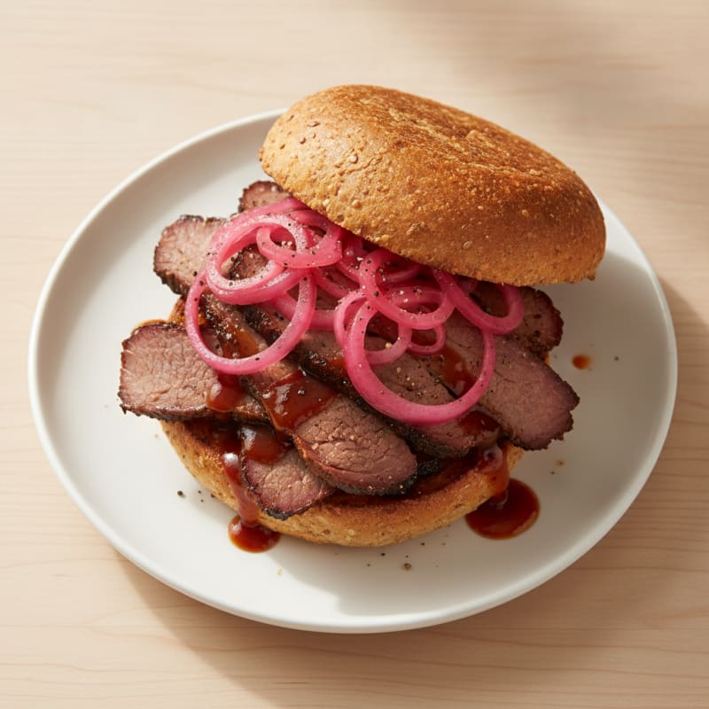 Smoky Brisket Sandwich with Pickled Onions