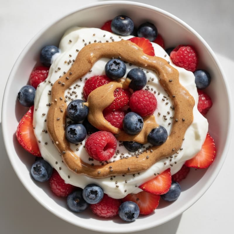 Creamy Greek Yogurt Parfait with Mixed Berries and Almond Butter