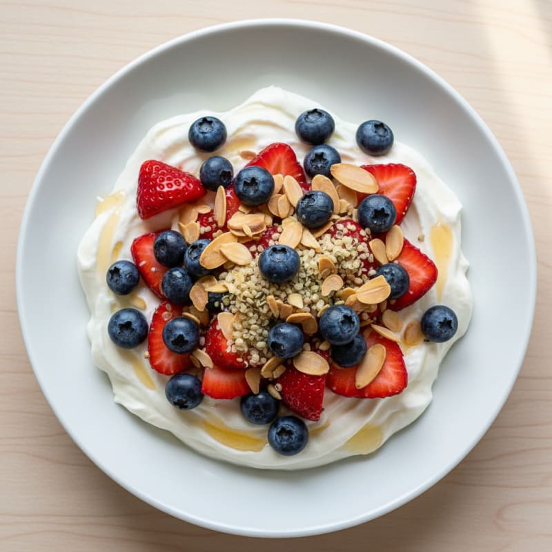 Silky Greek Yogurt Bowl with Protein Powder and Fresh Berries