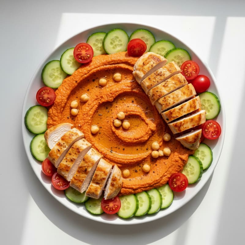 Creamy Roasted Red Pepper Hummus Platter