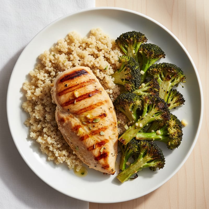 Grilled Lemon Herb Chicken with Quinoa and Roasted Broccoli