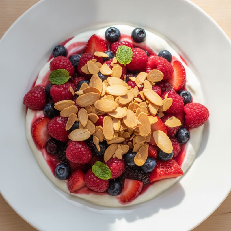 Greek Yogurt Protein Parfait with Berries and Almonds