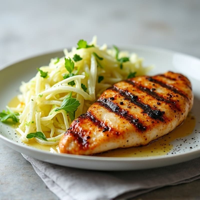 Grilled Chicken Breast with Crunchy Cabbage Slaw