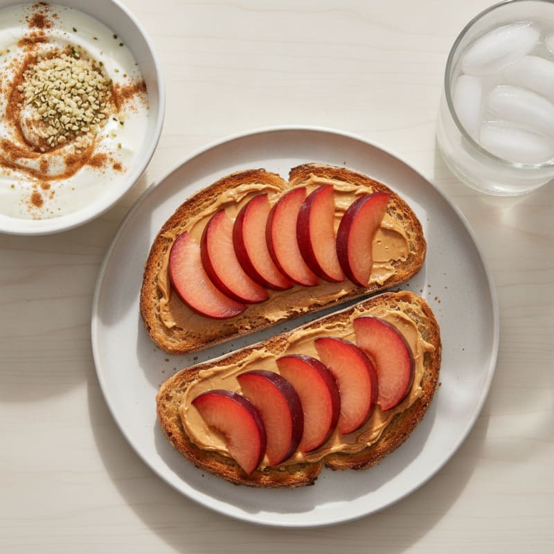 Peanut Butter Sourdough Toast with Plum