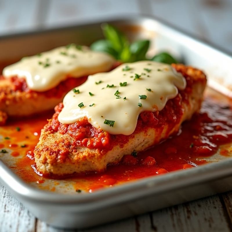 Crispy Sheet Pan Chicken with Marinara and Melted Mozzarella