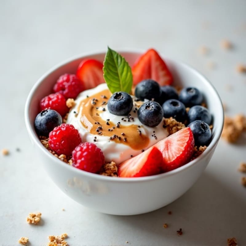 Creamy Greek Yogurt Parfait with Mixed Berries and Almond Butter