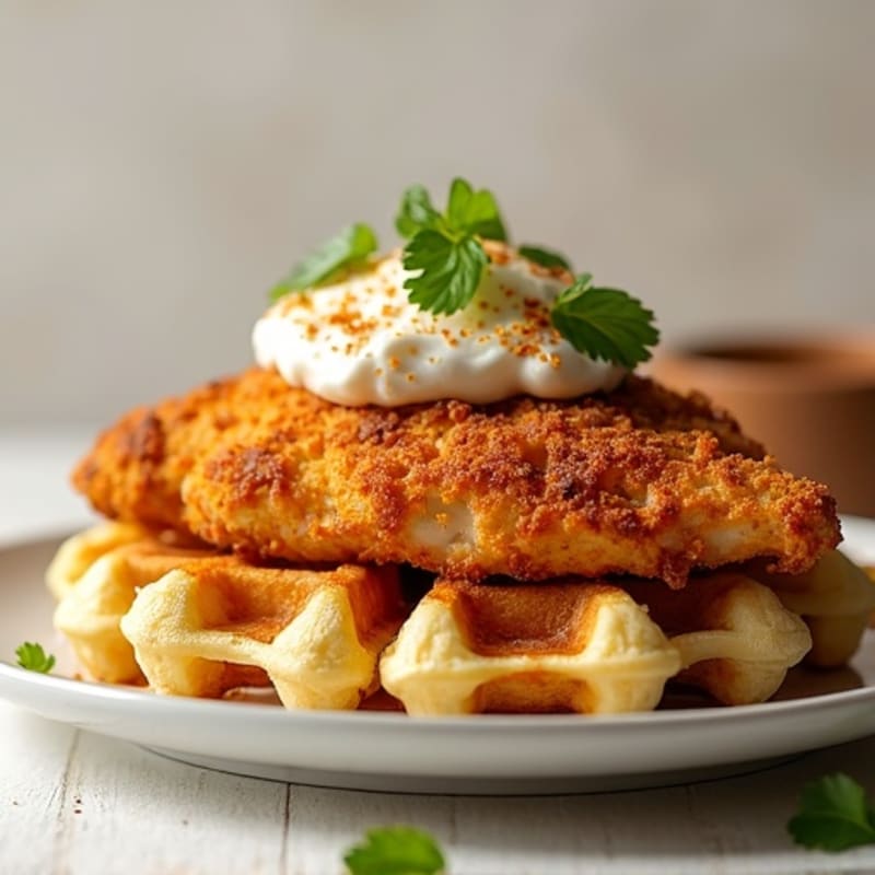 Crispy Baked Chicken with Almond Flour Waffles