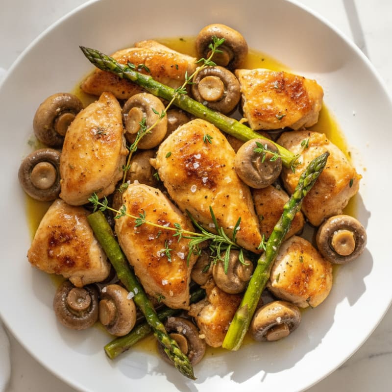 Herb-Roasted Garlic Butter Mushrooms with Chicken