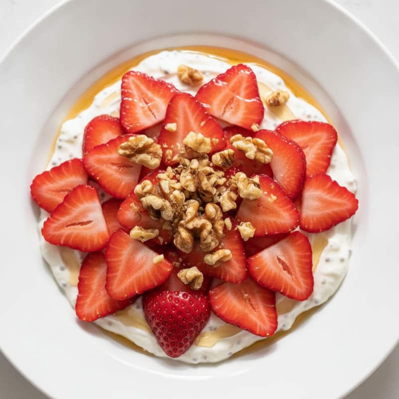 Creamy Vanilla Protein Pudding with Fresh Strawberries