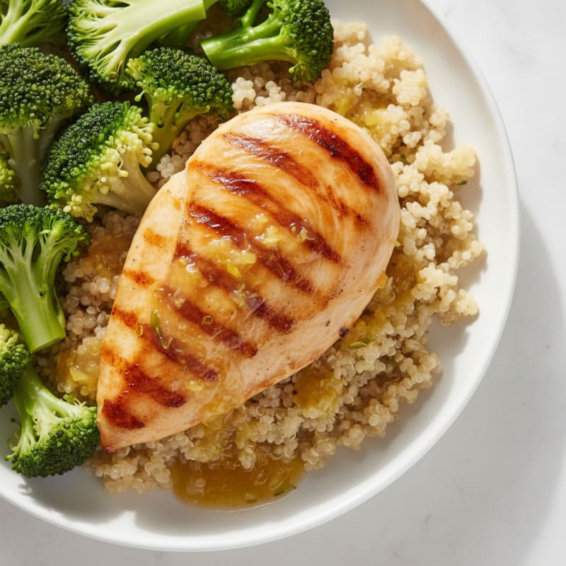 Grilled Chicken Breast with Quinoa and Steamed Broccoli