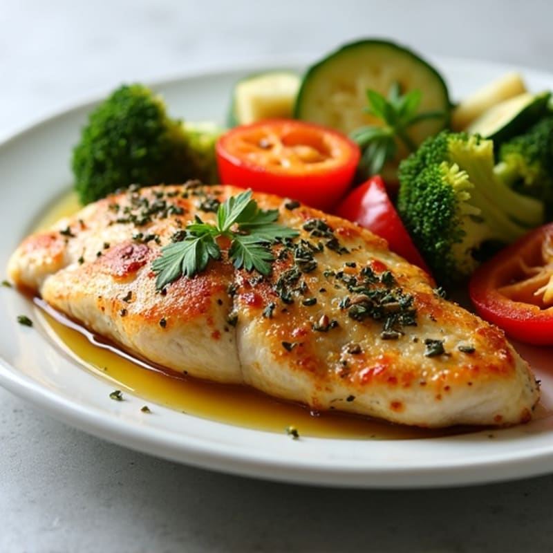 Herb-Crusted Pan Seared Chicken with Roasted Vegetables