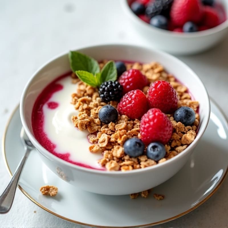 Creamy Greek Yogurt Bowl with Fresh Berries and Crunchy Granola
