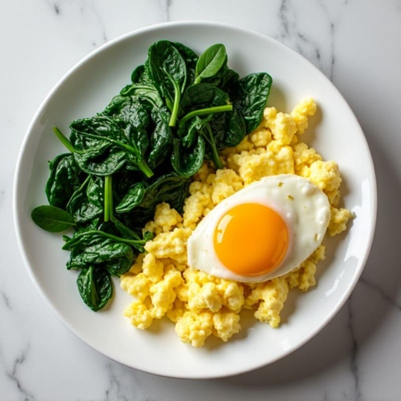 Egg White and Cottage Cheese Scramble with Sautéed Spinach