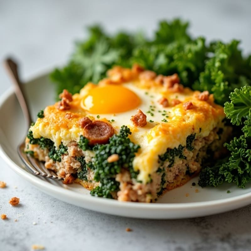 Healthy Baked Sausage and Kale Strata