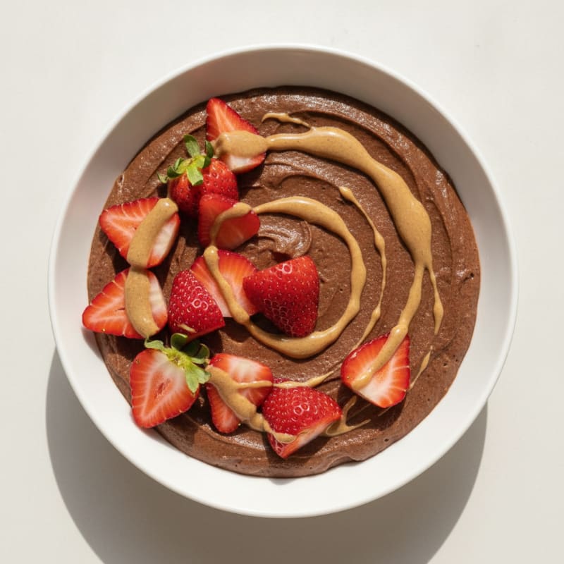 Silky Chocolate Protein Pudding with Fresh Strawberries