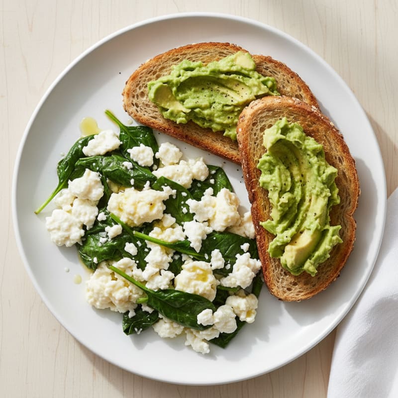 Egg White Scramble with Spinach and Cottage Cheese