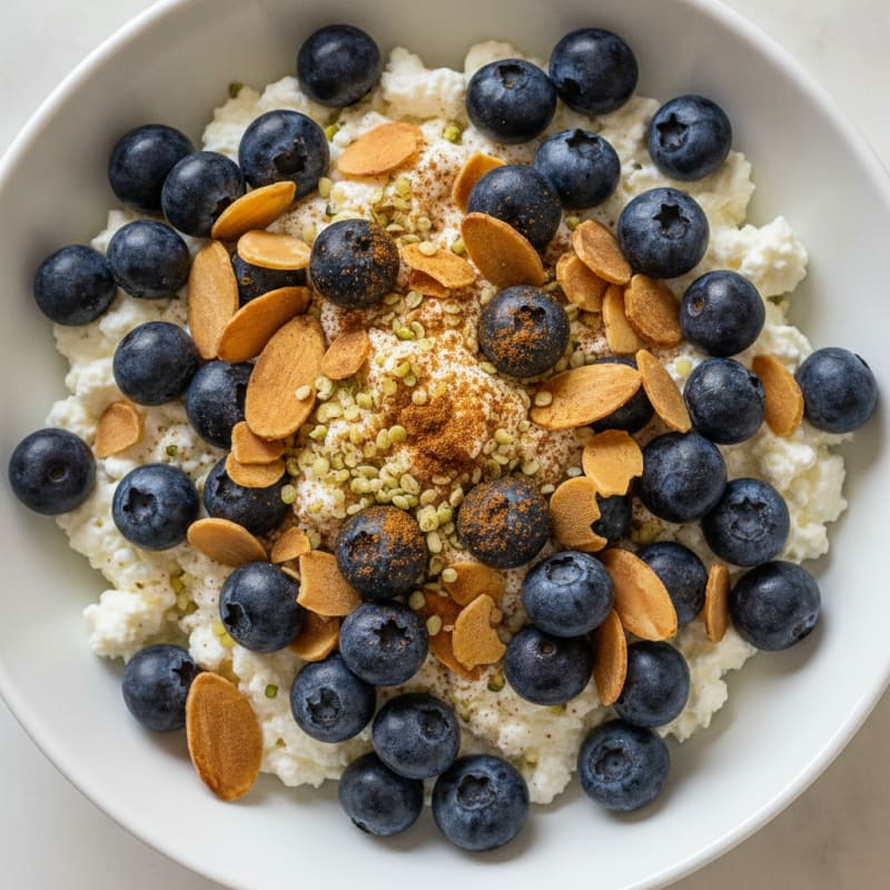 Cottage Cheese and Berry Protein Bowl with Almonds