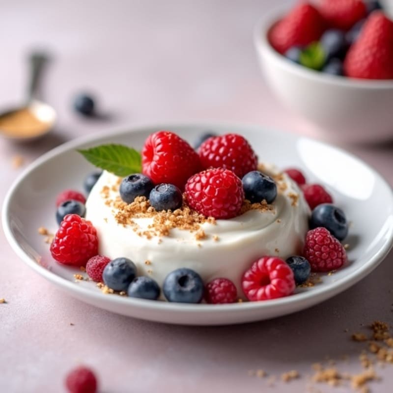Silky Greek Yogurt and Whey Protein Mousse with Fresh Berries