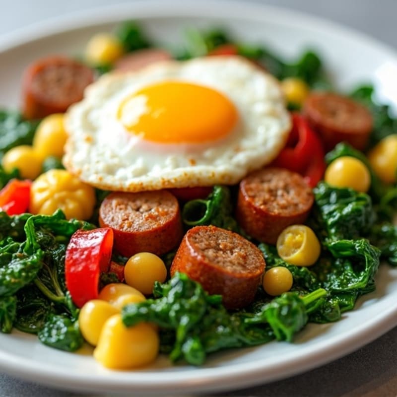 Chicken Sausage and Spinach Egg Scramble