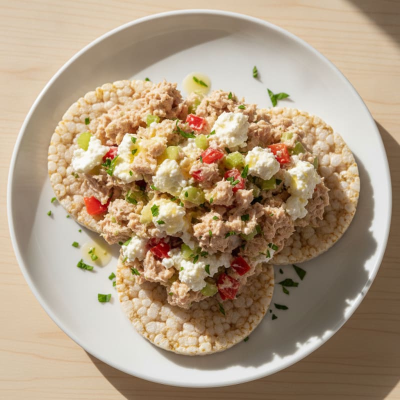 Tuna Vegetable Salad with Rice Cakes