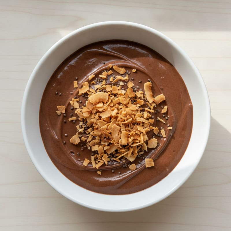 Silky Chocolate Protein Pudding with Toasted Coconut