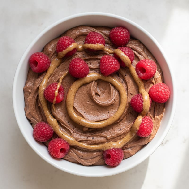 Silky Chocolate Protein Greek Yogurt Mousse with Fresh Berries