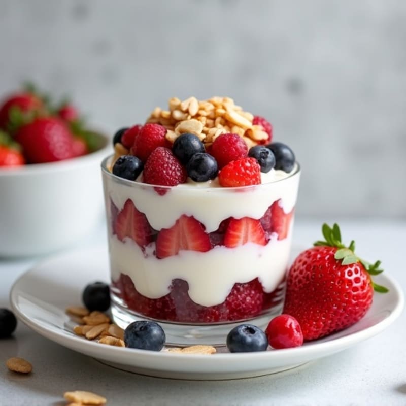 Greek Yogurt and Mixed Berry Parfait with Chopped Almonds
