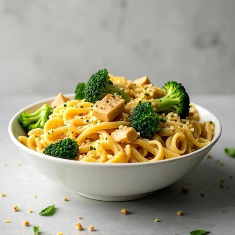 Creamy Cashew Alfredo Pasta with Roasted Broccoli