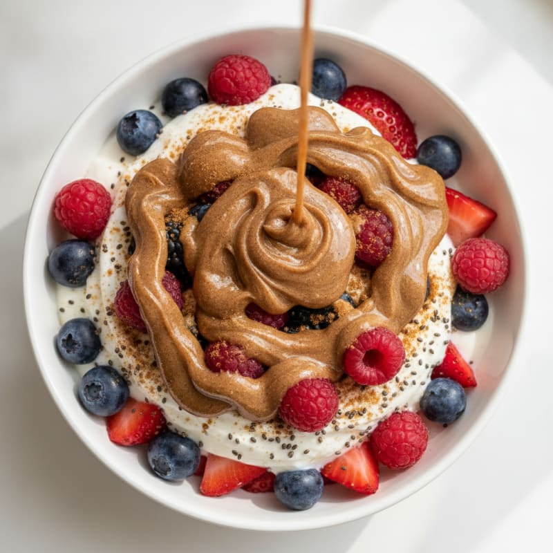 Creamy Greek Yogurt Parfait with Mixed Berries and Almond Butter