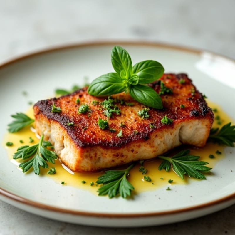 Crispy Pan-Seared Duck Breast with Herb Sauce