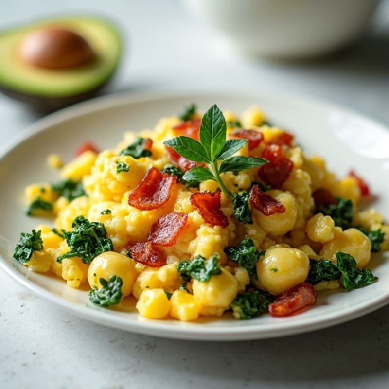 Egg White Scramble with Spinach and Turkey Bacon