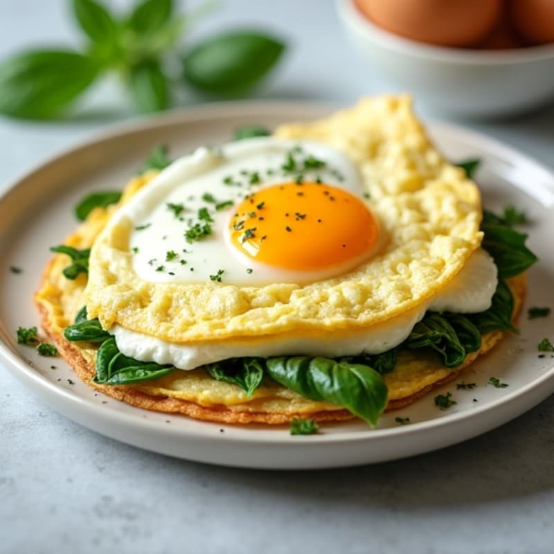 Egg White Spinach Omelette with Cottage Cheese