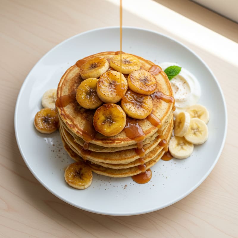 Golden Caramelized Banana Pancakes