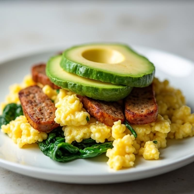 Egg White Scramble with Spinach and Turkey Sausage