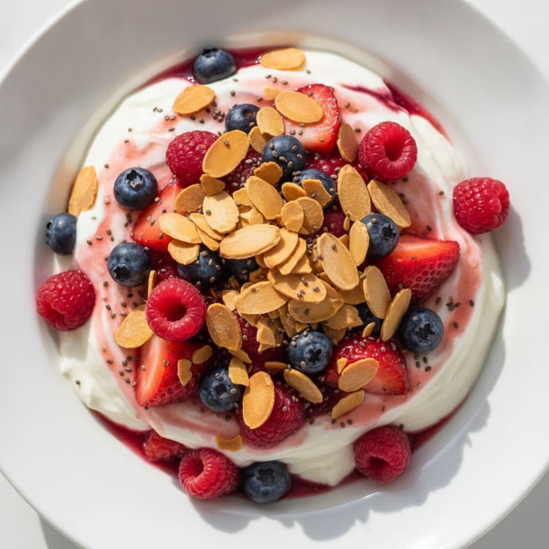 Greek Yogurt Protein Parfait with Berries and Almonds