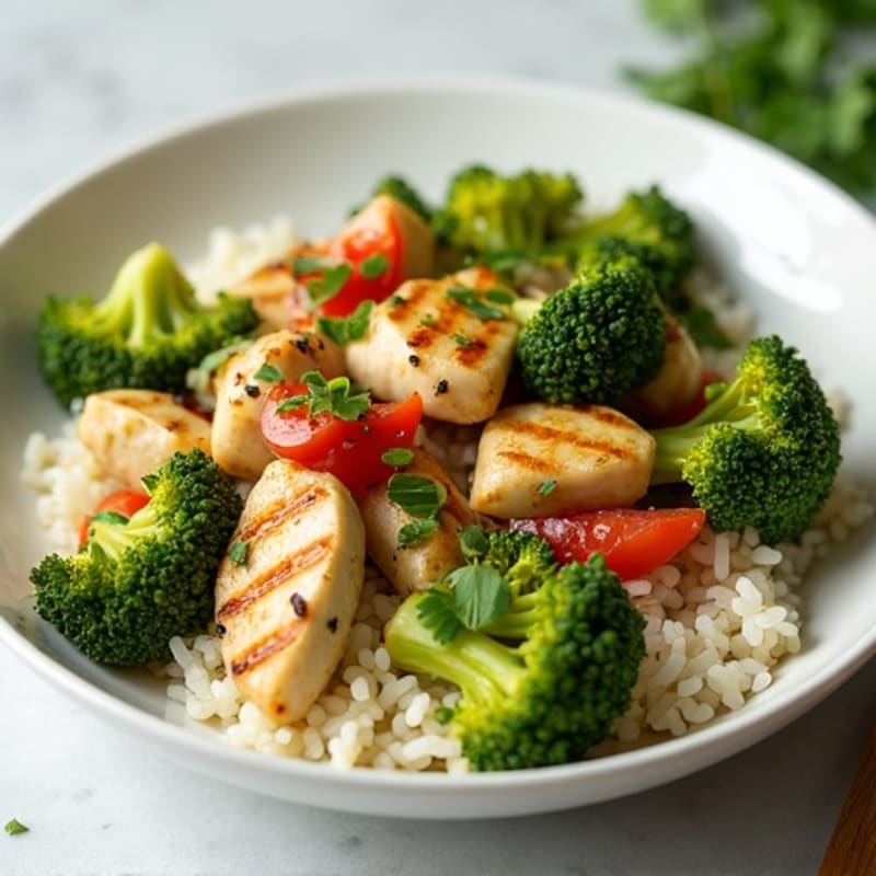 Grilled Chicken and Broccoli Rice Stir Fry